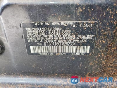 Zdjęcie 13 z 13 samochodu: 2015 SUBARU IMPREZA SPORT VIN:JF1GPAT60F8282334 - miniatura