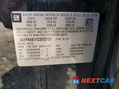 Zdjęcie 12 z 12 samochodu: 2012 CADILLAC SRX LUXURY COLLECTION VIN:3GYFNAE31CS562159 - miniatura