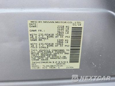 Zdjęcie 13 z 13 samochodu: 2018 NISSAN MURANO SV VIN:5N1AZ2MG8JN123591 - miniatura
