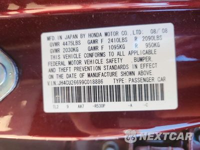 Zdjęcie 12 z 12 samochodu: 2009 ACURA TSX VIN:JH4CU26699C018886 - miniatura
