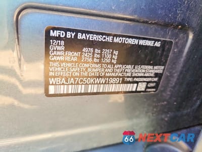 Zdjęcie 12 z 12 samochodu: 2019 BMW 530 XI VIN:WBAJA7C50KWW19891 - miniatura