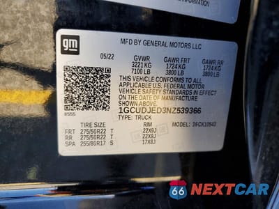 Zdjęcie 13 z 13 samochodu: 2022 CHEVROLET SILVERADO K1500 HIGH COUNTRY VIN:1GCUDJED3NZ539366 - miniatura