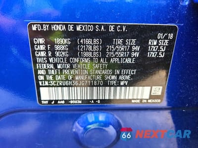 Zdjęcie 13 z 13 samochodu: 2018 HONDA HR-V LX VIN:3CZRU6H36JG711870 - miniatura