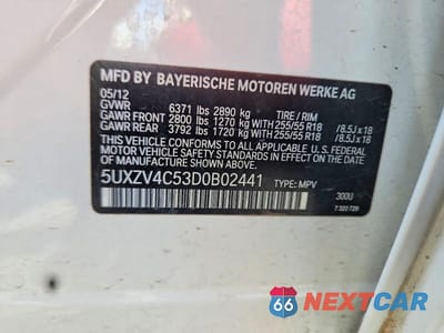 Zdjęcie 13 z 13 samochodu: 2013 BMW X5 XDRIVE35I VIN:5UXZV4C53D0B02441 - miniatura