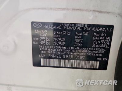 Zdjęcie 13 z 13 samochodu: 2018 HYUNDAI SANTA FE SPORT 2.4L VIN:5NMZUDLB3JH104192 - miniatura