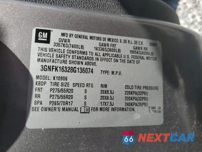 Zdjęcie 13 z 13 samochodu: 2008 CHEVROLET SUBURBAN K1500 LS VIN:3GNFK16328G136074 - miniatura