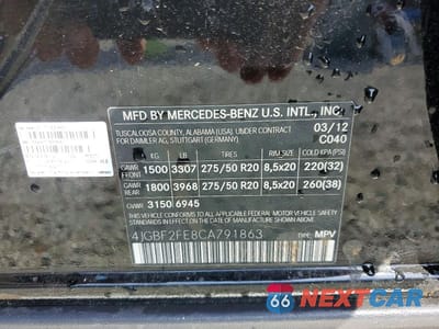 Zdjęcie 13 z 13 samochodu: 2012 MERCEDES-BENZ GL 350 BLUETEC VIN:4JGBF2FE8CA791863 - miniatura