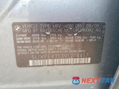 Zdjęcie 14 z 14 samochodu: 2009 BMW X5 XDRIVE30I VIN:5UXFE43539L274457 - miniatura