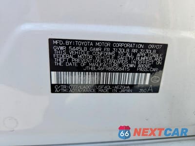Zdjęcie 12 z 12 samochodu: 2008 LEXUS LS 460 VIN:JTHBL46F985058415 - miniatura