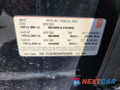 Zdjęcie 12 z 12 samochodu: 2017 TESLA MODEL X VIN:5YJXCBE26HF049096 - miniatura