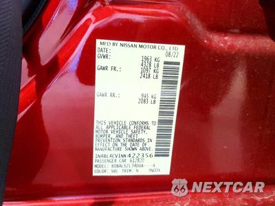 Zdjęcie 12 z 12 samochodu: 2022 NISSAN ALTIMA SR VIN:1N4BL4CV1NN422356 - miniatura