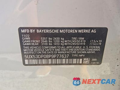 Zdjęcie 13 z 13 samochodu: 2023 BMW X3 XDRIVE30I VIN:5UX53DP08P9P77637 - miniatura