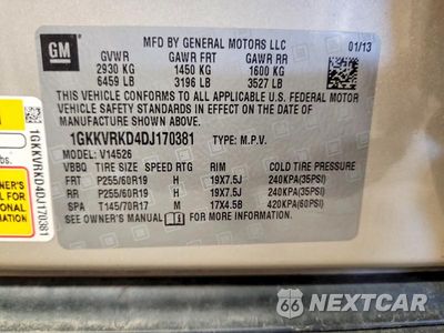 Zdjęcie 13 z 13 samochodu: 2013 GMC ACADIA SLT-1 VIN:1GKKVRKD4DJ170381 - miniatura