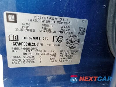 Zdjęcie 12 z 12 samochodu: 2017 CHEVROLET SILVERADO K1500 LT VIN:1GCVKREC9HZ358146 - miniatura