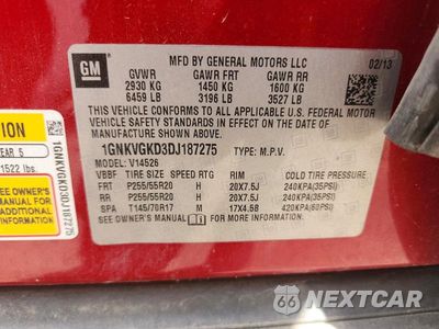 Zdjęcie 13 z 13 samochodu: 2013 CHEVROLET TRAVERSE LT VIN:1GNKVGKD3DJ187275 - miniatura