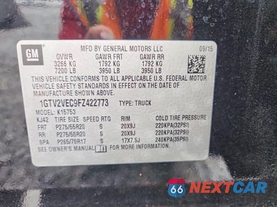 Zdjęcie 12 z 12 samochodu: 2015 GMC SIERRA K1500 SLT VIN:1GTV2VEC9FZ422773 - miniatura
