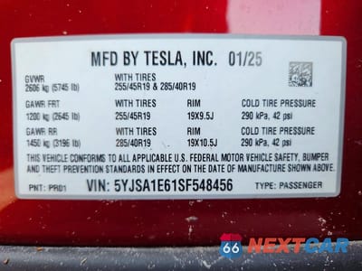 Zdjęcie 12 z 12 samochodu: 2025 TESLA MODEL S VIN:5YJSA1E61SF548456 - miniatura