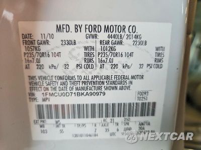 Zdjęcie 13 z 13 samochodu: 2011 FORD ESCAPE XLT VIN:1FMCU0D71BKA90979 - miniatura