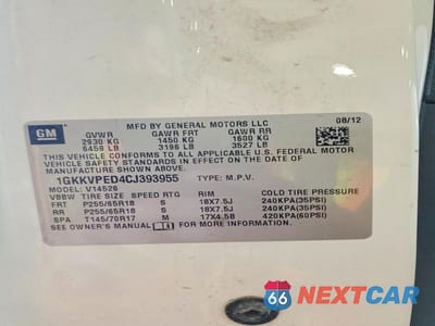 Zdjęcie 14 z 14 samochodu: 2012 GMC ACADIA SLE VIN:1GKKVPED4CJ393955 - miniatura
