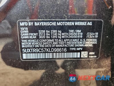 Zdjęcie 14 z 14 samochodu: 2019 BMW X3 XDRIVE30I VIN:5UXTR9C57KLD98616 - miniatura