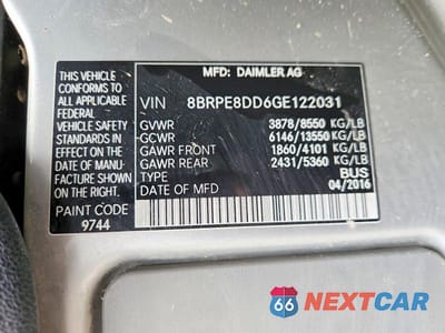 Zdjęcie 14 z 14 samochodu: 2016 MERCEDES-BENZ SPRINTER 2500 VIN:8BRPE8DD6GE122031 - miniatura