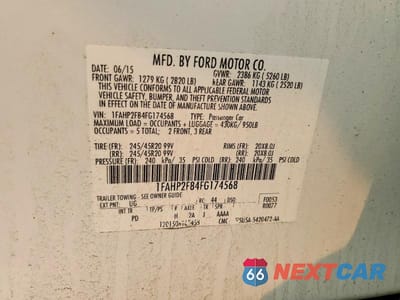 Zdjęcie 12 z 12 samochodu: 2015 FORD TAURUS LIMITED VIN:1FAHP2F84FG174568 - miniatura
