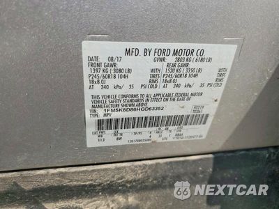 Zdjęcie 14 z 14 samochodu: 2017 FORD EXPLORER XLT VIN:1FM5K8D86HGD63352 - miniatura