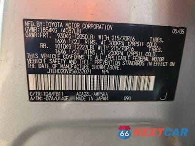 Zdjęcie 13 z 13 samochodu: 2005 TOYOTA RAV4 BASE VIN:JTEHD20VX56037071 - miniatura