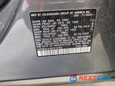 Zdjęcie 13 z 13 samochodu: 2025 VOLKSWAGEN ATLAS SE VIN:1V2HR2CA2SC518782 - miniatura