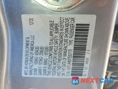 Zdjęcie 12 z 12 samochodu: 2026 HONDA CIVIC SPORT VIN:19XFL4H8XTE007178 - miniatura