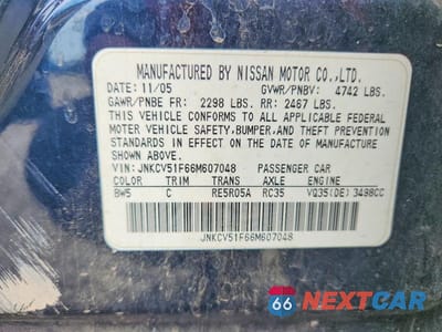 Zdjęcie 13 z 13 samochodu: 2006 INFINITI G35 X VIN:JNKCV51F66M607048 - miniatura