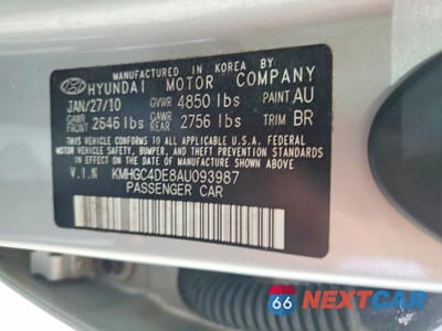 Zdjęcie 12 z 12 samochodu: 2010 HYUNDAI GENESIS 3.8L VIN:KMHGC4DE8AU093987 - miniatura