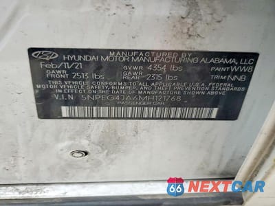 Zdjęcie 12 z 12 samochodu: 2021 HYUNDAI SONATA SE VIN:5NPEG4JA6MH121768 - miniatura