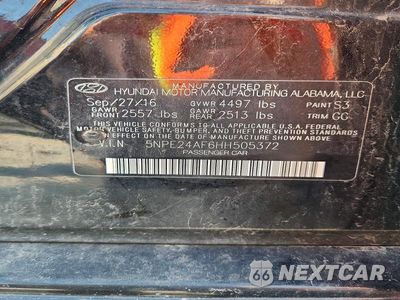 Zdjęcie 12 z 12 samochodu: 2017 HYUNDAI SONATA SE VIN:5NPE24AF6HH505372 - miniatura