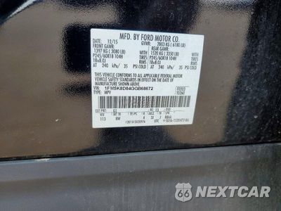 Zdjęcie 13 z 13 samochodu: 2016 FORD EXPLORER XLT VIN:1FM5K8D84GGB68672 - miniatura