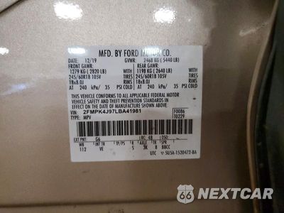 Zdjęcie 12 z 12 samochodu: 2020 FORD EDGE SEL VIN:2FMPK4J97LBA41981 - miniatura