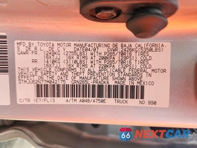 Zdjęcie 12 z 12 samochodu: 2007 TOYOTA TACOMA DOUBLE CAB PRERUNNER VIN:3TMJU62N77M042175 - miniatura