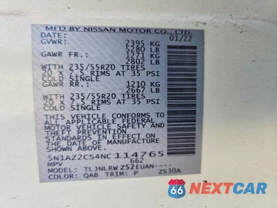 Zdjęcie 13 z 13 samochodu: 2022 NISSAN MURANO SL VIN:5N1AZ2CS4NC114765 - miniatura