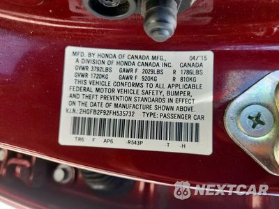 Zdjęcie 13 z 13 samochodu: 2015 HONDA CIVIC EXL VIN:2HGFB2F92FH535732 - miniatura