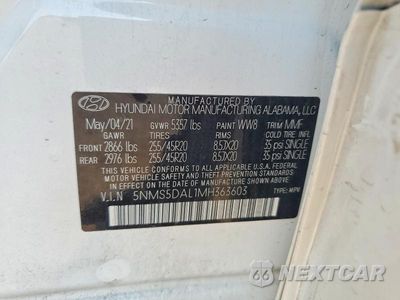 Zdjęcie 13 z 13 samochodu: 2021 HYUNDAI SANTA FE CALLIGRAPHY VIN:5NMS5DAL1MH363603 - miniatura