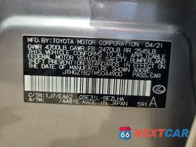 Zdjęcie 13 z 13 samochodu: 2021 LEXUS IS 350 F SPORT VIN:JTHGZ1B21M5044900 - miniatura