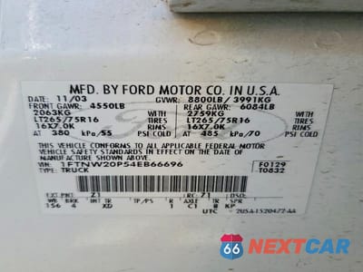 Zdjęcie 12 z 12 samochodu: 2004 FORD F250 SUPER DUTY VIN:1FTNW20P54EB66696 - miniatura