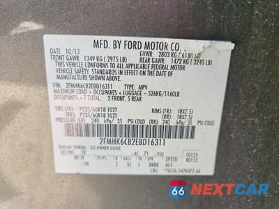 Zdjęcie 13 z 13 samochodu: 2014 FORD FLEX SEL VIN:2FMHK6C82EBD16311 - miniatura