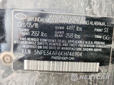 Zdjęcie 12 z 12 samochodu: 2019 HYUNDAI SONATA SEL VIN:5NPE34AF6KH746904 - miniatura
