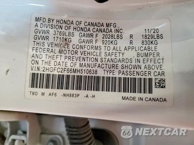 Zdjęcie 12 z 12 samochodu: 2021 HONDA CIVIC LX VIN:2HGFC2F66MH510638 - miniatura