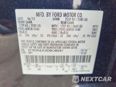 Zdjęcie 13 z 13 samochodu: 2013 FORD EDGE SEL VIN:2FMDK4JC5DBC48241 - miniatura