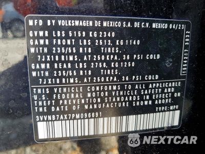 Zdjęcie 13 z 13 samochodu: 2023 VOLKSWAGEN TIGUAN SE VIN:3VVNB7AX7PM096691 - miniatura
