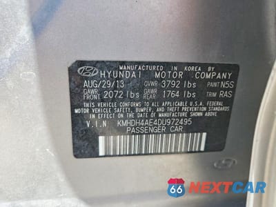 Zdjęcie 12 z 12 samochodu: 2013 HYUNDAI ELANTRA GLS VIN:KMHDH4AE4DU972495 - miniatura