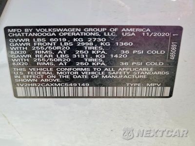 Zdjęcie 13 z 13 samochodu: 2021 VOLKSWAGEN ATLAS SE VIN:1V2HR2CAXMC549149 - miniatura