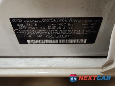 Zdjęcie 13 z 13 samochodu: 2016 HYUNDAI SONATA SE VIN:5NPE24AF6GH418411 - miniatura